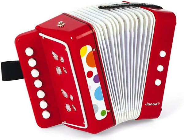 Janod Confetti Accordion, Vibrant Colored First Musical Instrument for Coordination and Motor Skills, Ages 3+