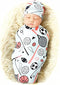 Galabloomer Newborn Swaddle Blanket with Beanie Set, Baby Boy Receiving Blanket Sports Ball