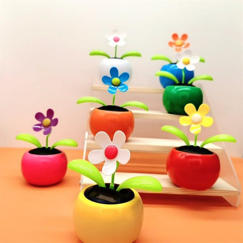 Cute Solar Dancing Flower Car Dashboard Decorations - Funny Solar Powered Flower Pot Ornaments for Car Decor Gifts