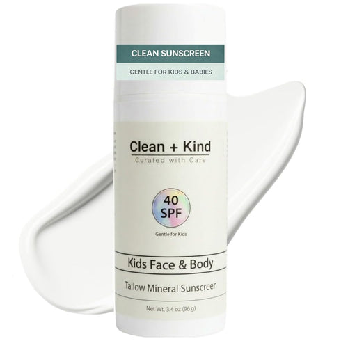 Kids Mineral Sunscreen SPF 40 Non-Nano Zinc Oxide Sun Protection with Grass-Fed
