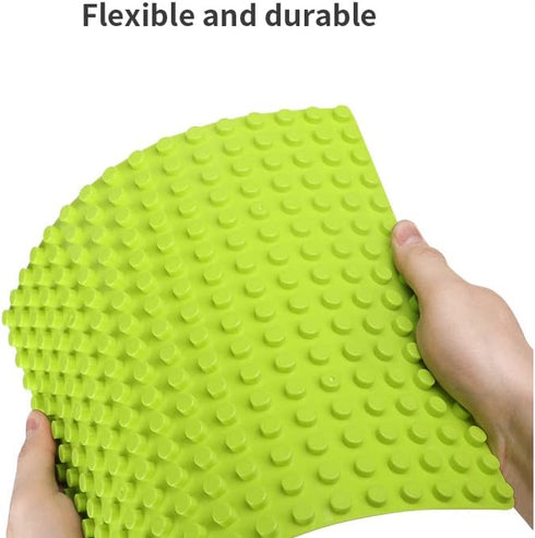 6 Pack Large Building Brick Baseboard Green 10 x 10 Inch Baseplates Compatible with DUPLO, MEGA for DIY Play Table