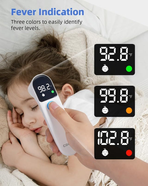 Digital Thermometer for Adults and Kids, Accurate Ear and Forehead Temperature Readings, Touchless with Large LED