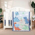 Blue Dinosaur Crib Bedding Set for Baby Boy, 3 Pieces Nursery Set