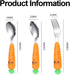 Travel Cutlery Set Baby, 3 PCS Toddler Utensils, Kids Spoon And Fork Self-Feeding, Carrot Child Flatware Sets, Stainless Steel Fun Baby Silverware, Complementary Food Weaning by WitBicg