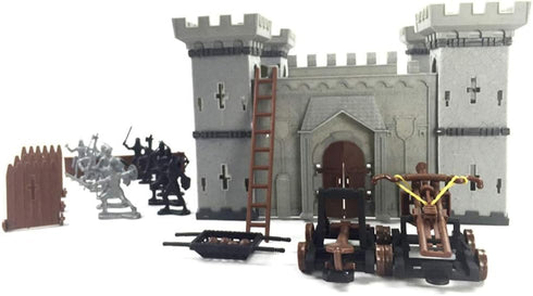 PXRJE Medieval Castle Knights Action Figure Toy Army Playset with Assemble Castle, Catapult and Horse-Drawn Carriage
