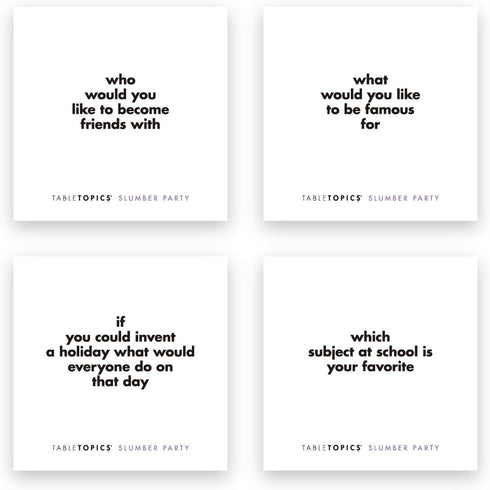TableTopics Slumber Party to Go - 40 Fun Conversation Starter Cards for Young Girls, Sleepover Game