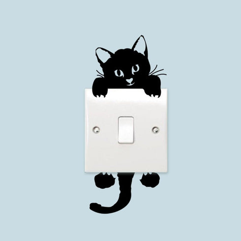 Harlorki Little Black Cat Wall Stickers, Light Switch Decor for Nursery