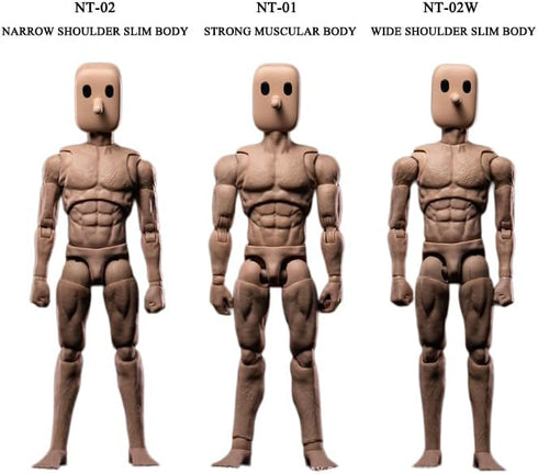 1/12 Figure,6inch (NT-02W Fremego Scale Male Action Super Flexible Strong Muscular Figure Body Square Head Miniature
