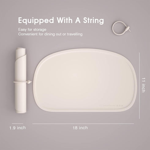 Cuddle Campus Silicone Placemat for Kids, Non-Slip Table Setting with Raised Edges, Comes with String for Storage