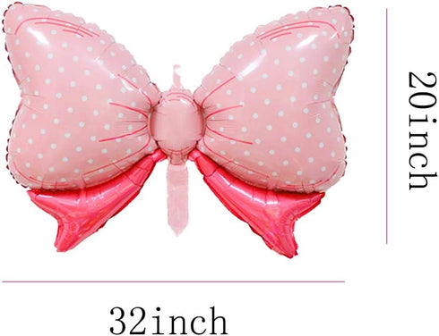 Bow Balloon Bowtie Pink Foil Mylar Balloons for Wedding, Bridal Shower, Gender Reveal Party Decoration (5PCS)