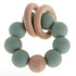 Silicone Baby Teether, Food Grade Silicone & Beech Teething Toy, BPA Free, Sage