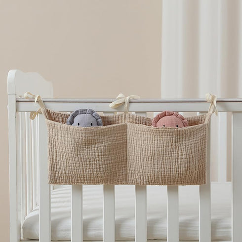 GOUDOGEDC White Bedside Hanging Bags Milk Bottle Bib-Storage Crib Organizer Baby Nappy-Dormitory Bed-Bunk Organizing