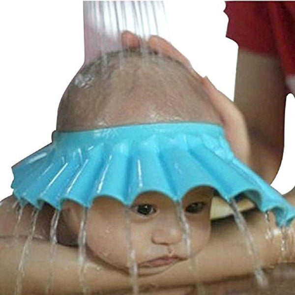 Baby Shower Bathing Cap, Soft Shower Cap Hat Wash Hair Shield for Children Kids, Blue