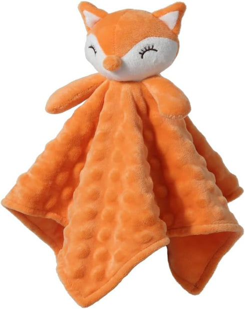 CREVENT Soft Plush Animal Face Security Blankets for Boys and Girls, Great Birthday Baby Shower Gifts (Orange Fox)