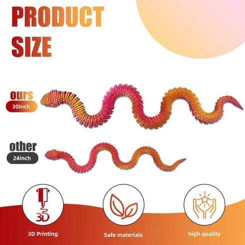 SGYYSG 30 Inch 3D 3D Printed Snake - Movable Articulated Snake, Perfect Printed Animals for Educational Toys! Must-Have