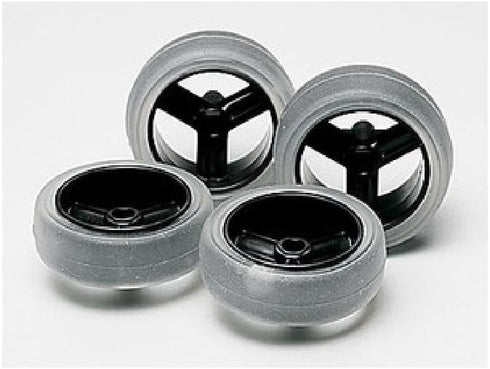 Tamiya Large Dia. Carbon Wheel Set (w/Slot Slick Tires) Mini 4WD Grade Up Parts Series by TAMIYA