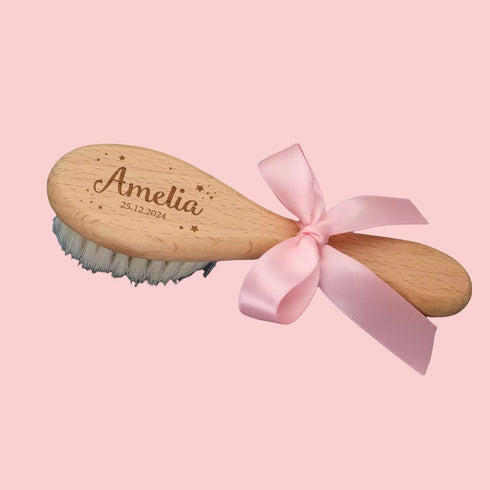 XFYSDIY Set Personalized Baby Gift Newborn Hair Brush and Comb, Customized Engraved Baby KeepsakePersonalized Girls