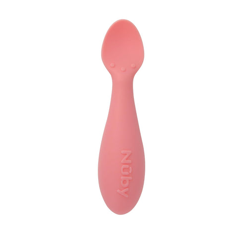 Nuby Silicone Mini Spoons, 2-Pack, Baby-Led Weaning Spoons for Babies, 4+ Months, Pink