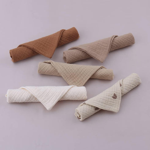 HYROOY 5 Pcs Towel Baby Face Cloth Baby Bath Towel Handkerchief Cotton Burp Cloth Soft Absorbent Gauze Kindergarten