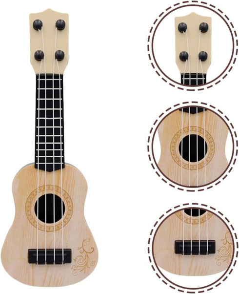 Ukelele Kids Guitar Musical Toy, 4 String Mini Classical Instrument for Toddlers Boys Girls - Beige