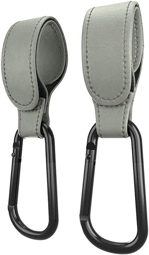 jojobasec Portable Stroller Hooks Adjustable PU Leather Clip Your Purse Shopping Diaper Bags on Pram