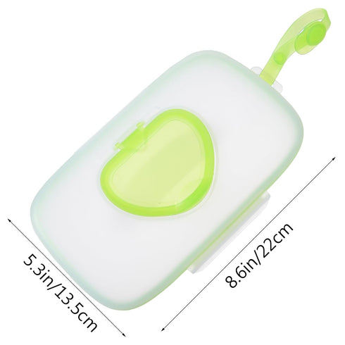 DOITOOL Portable Baby Wipes Box Green Refillable Travel Dispenser for Diaper Bag Stroller Hanging Outdoor Use Moisture