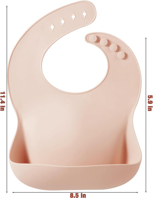 PandaEar 3 Pack Silicone Bibs for Babies Toddlers Girls Boys| Adjustable Waterproof BPA Free Soft Durable Bibs for Eating with Large Pocket Food Catcher