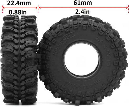 HOBBYSOUL 2pcs 1.0 Tires 61 * 22.4mm Soft Sticky 1.0 Mud Crawler Tires for RC 1/18 TRX4M 1/24 SCX24 AX24 FCX24 Enduro24 Bronco Upgrade, (2-Pack)