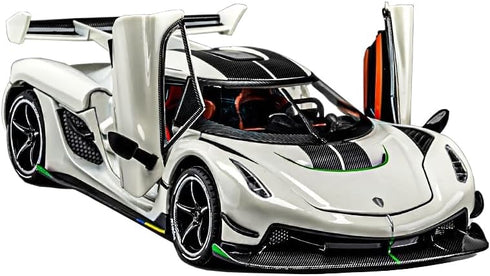 Toy Cars Model Koenigsegg Jesko, 1/24 White Alloy Die-cast Vehicle with Sound and Light