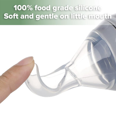 Haakaa Silicone Baby Food Dispensing Spoon Feeder 4oz, Infant Squeeze Feeder for Puree and Solid Food