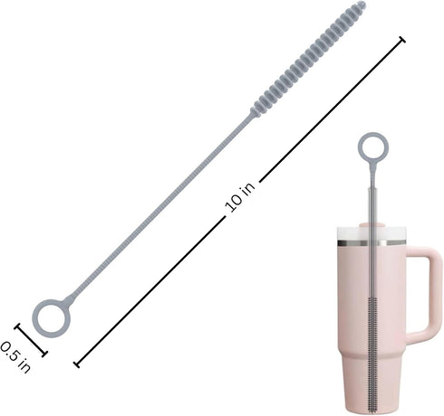 Set 12.5 Silicone Bottle Brush & Silicone Straw Cleaner Long Handle, Flexible, Odor-Resistant, Dishwasher Safe