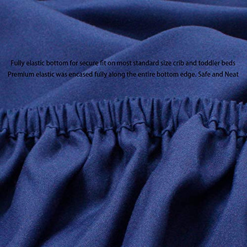 3-Pack Set 9" 28x52, Cozy 2 Blue/1 CaSaJa Fitted Crib Sheets for Baby Boys, Extra Soft Breathable Deep Mattress Sheet