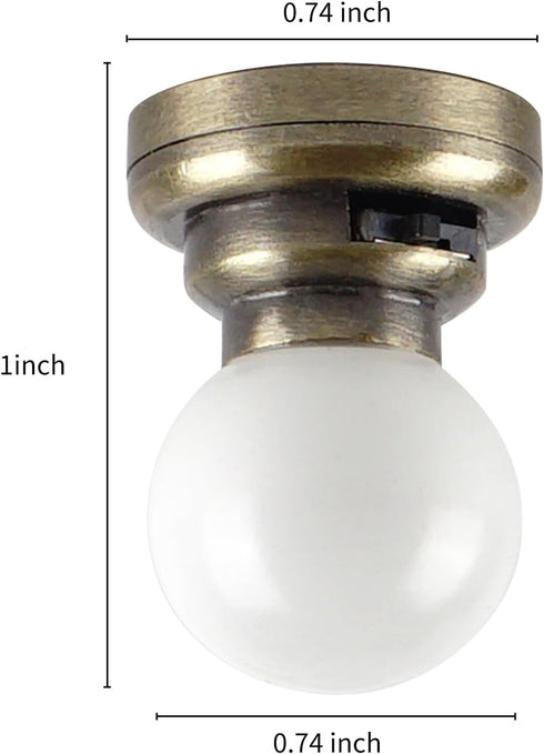 1:12 Set Waldosia Scale Dollhouse Miniature Brass LED Ceiling Light