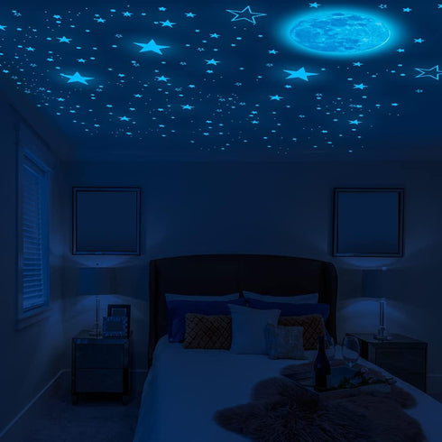 Glow in The Dark Stars for Ceiling, 1049PCS Wall Stickers Including Moon and Stars Decor for Kids Room