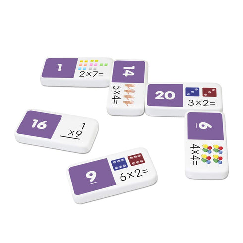 Junior Learning Multiplication Dominoes Game Set, 28 Pieces Educational Math Skills for Ages 7-9