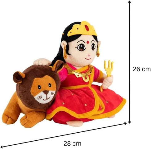 Panda's Box Mantra Chanting Devi Durga Plush Toy, 10.24 Inches, Musical Gift for Infants and Toddlers.
