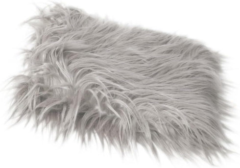 Newborn White Furry Throw Blanket, Faux Fur Infant Photography Mat for Winter, Baby Boy