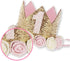 Birthday Crown Hat for Girls, Princess Sparkle Pink Flower Headband Party Decorations