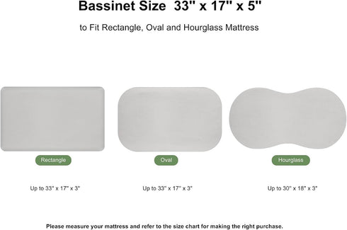 Girl-2 Pack 17"x 33" Muslin Bassinet Sheet for Baby Boy and Soft Bedside Bassinet Sheets Fitted for Rectangle, Round