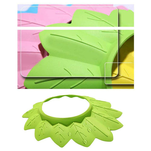 Baby Shower Soft Bath Head, Leaf Shaped Elastic Bath Safety Hat, Shower Visor for Toddler Baby Kids Washing Hair