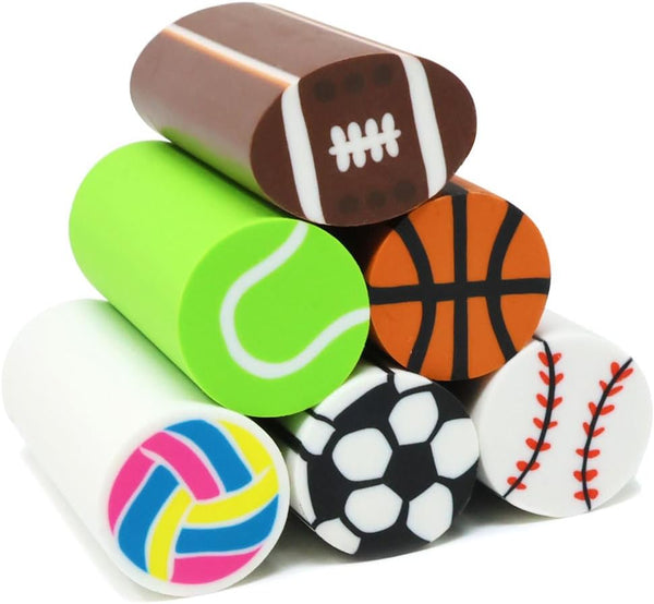 Honbay 6PCS Sports Themed Pencil Erasers - Basketball, Soccer, Football, Baseball, Tennis, Volleyball