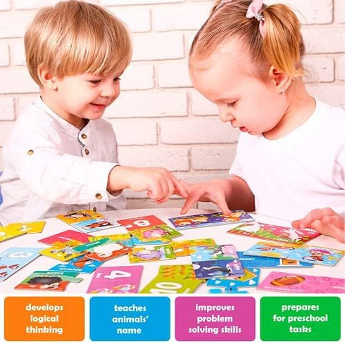QUOKKA 5X MEGASET Puzzles for Toddlers 3-5, Matching Games for Kids Ages 2-4, Numbers Animals Opposites ABC Learning