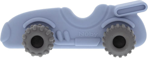 Nuby Silicone Teether Toy for Babies Textured Teething Car with Moving Wheels, Easy to Hold, Soothes Sore Gums