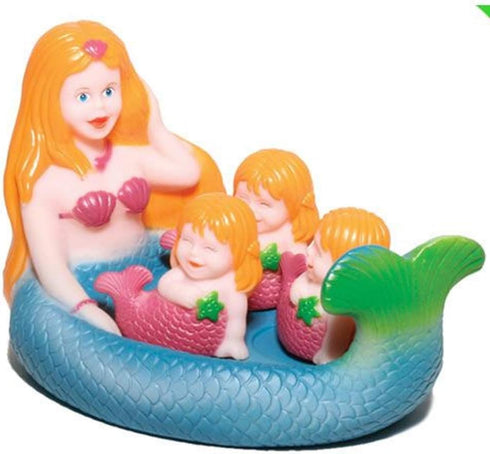 Playmaker Toys Rubber Mermaid Family Set of 4 Baby Bath Toys
