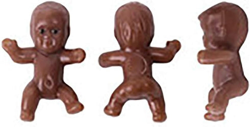 60 Mini Plastic Baby Dolls 1 Inch for Baby Shower Party Favors, Decorations, Crafting Non-Edible Cake Toppers (Dark)