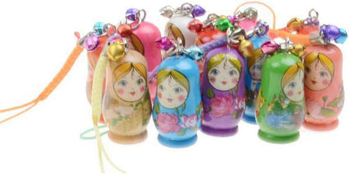 STOBOK Matryoshka Russian Dolls Key Chains, Wooden Nesting Dolls Key Rings Charms, Set of 24