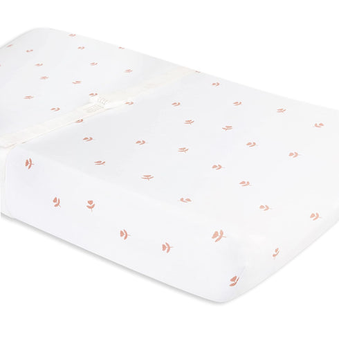 Set Changing Pad Cover and Crib Sheet Bundle (Pink Tulip Collection)