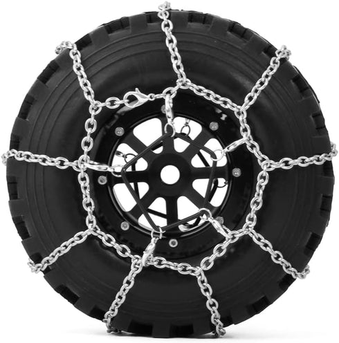 4Pcs Wheel Tires Metal Snow Chains - 1.9/2.2inch for 1/10 TRX-4 Axial SCX10 90046 RC Crawler Car (130MM)