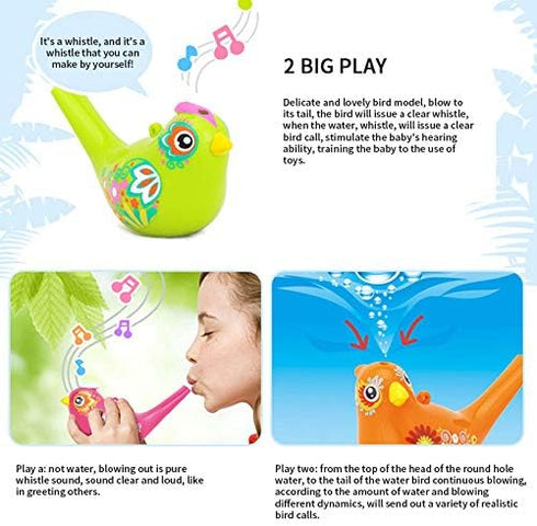 1Pcs Coloured Drawing Water Bird Whistle, Bathtime Musical Toy for Kids, Early Learning Instrument