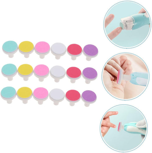 Trimmer 18 Pack Toddmomy Electric Nail Heads Baby Nail File Pad Non-Harmful Grinding Pad for Toddlers Lovely Design